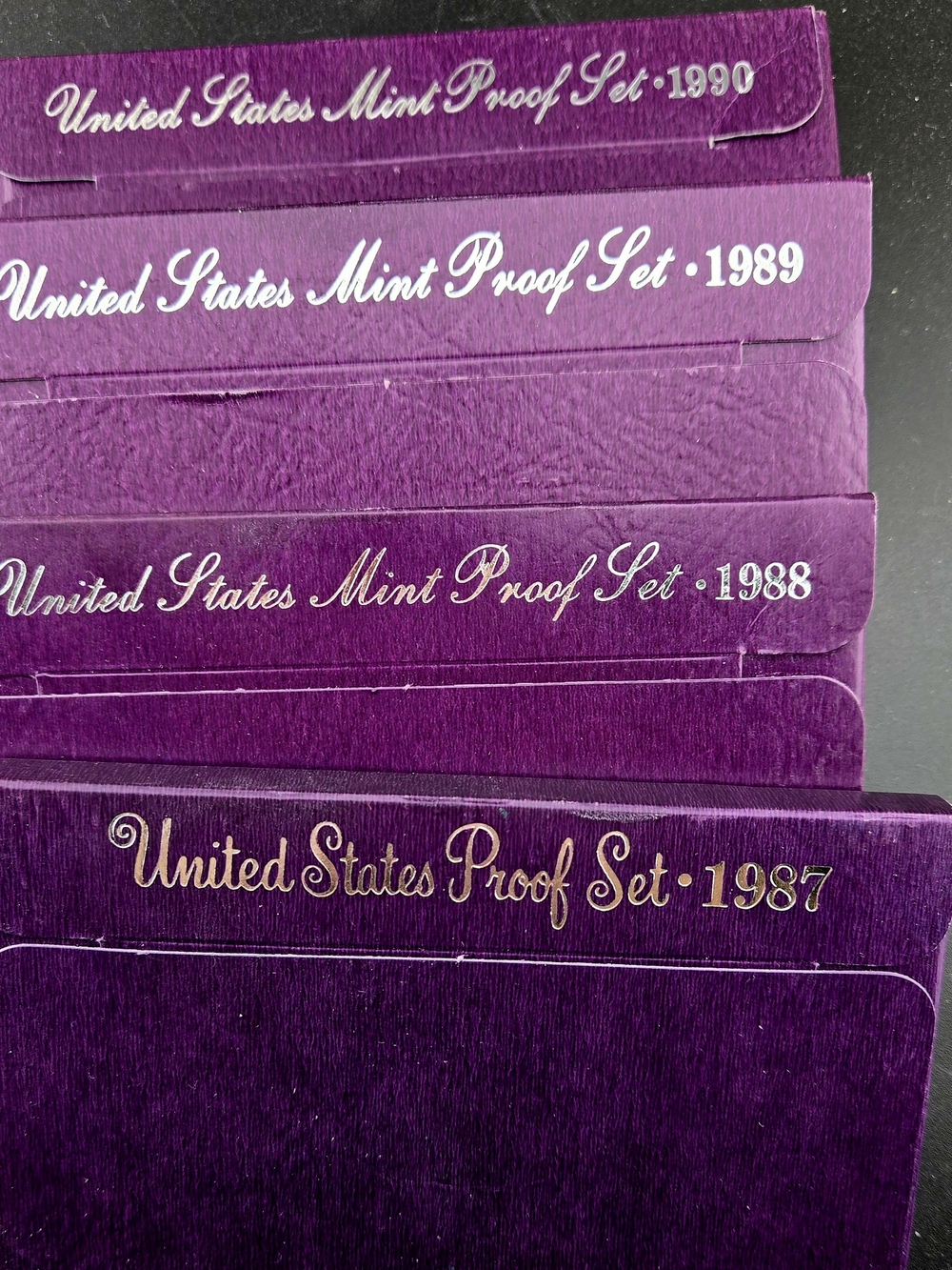 United States Mint Proof Sets - Purple Collection (1987-1990)